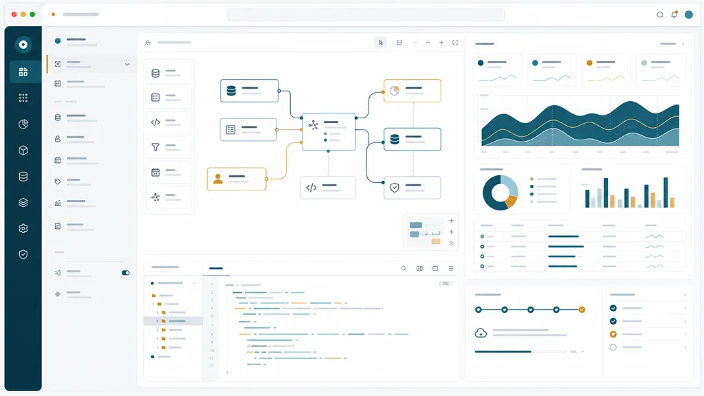 Custom software workspace with modular workflows, analytics and development tools