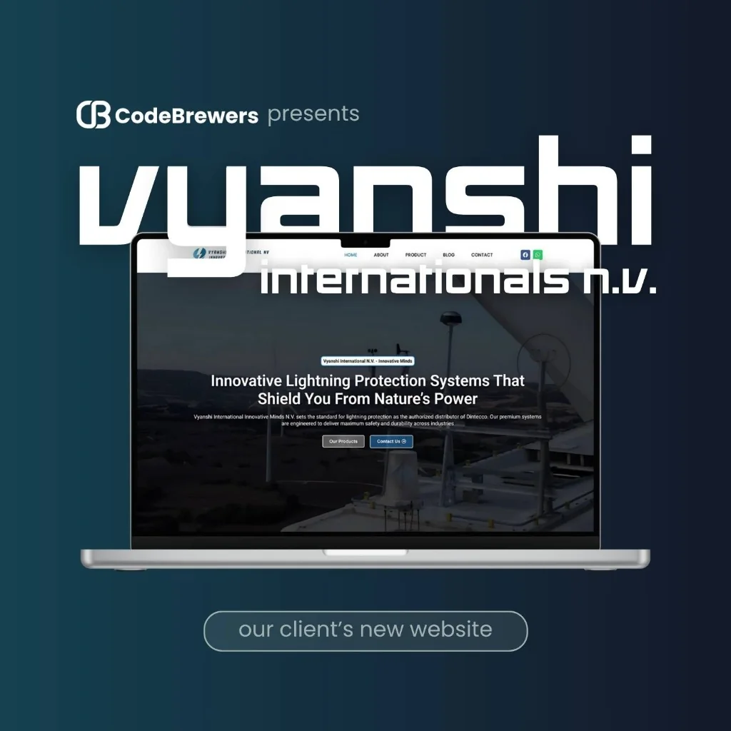 Vyanshi International website displayed on a laptop